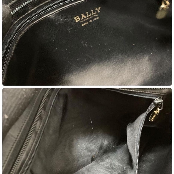 Bally Black Woven Leather Crossbody Shoulder Bag Gold Logo Italy STRONG BUY - Picture 7 of 7